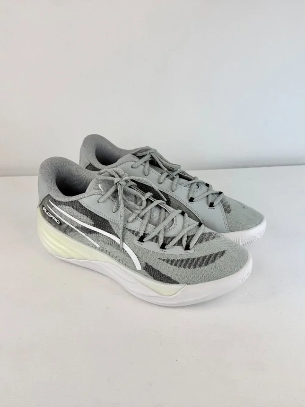 Men's 11.5 - Puma ALL Pro Nitro Team Gray Canvas Basketball Shoes - 379081-05